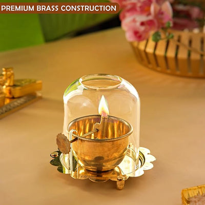 Premium Brass Akhand Diya with Adjustable Bati