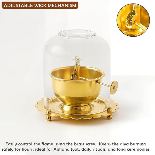 Premium Brass Akhand Diya with Adjustable Bati