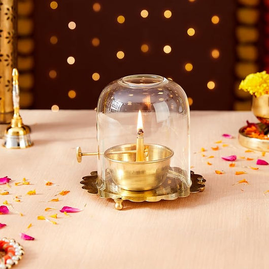 Premium Brass Akhand Diya with Adjustable Bati